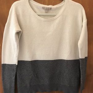 Banana Republic grey and cream blocked sweater